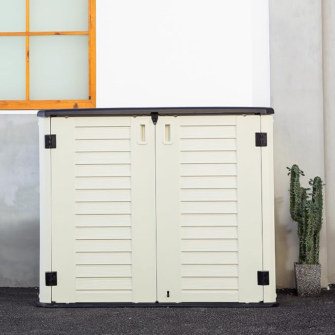 Outdoor Patio Storage Shed, Waterproof Horizontal Outdoor Storage Cabinet - Image 7