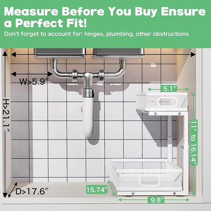Under Sink Organizer 2 Pack, High Adjustable 2 Tier Under Sink Organizers and - Image 6