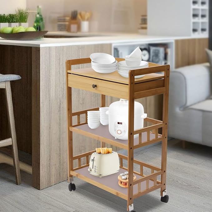 Kitchen Carts on Wheels with Storage, Rolling Storage Cart with Handles - Image 7