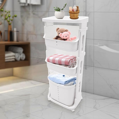 Rolling Laundry Hamper 4 Section Laundry Sorter Cart Vertical Laundry Basket - Image 4
