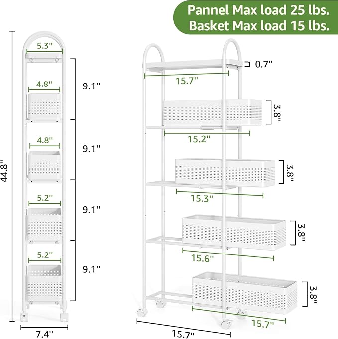 KINGRACK 5-Tier Slim Storage Cart - Image 7