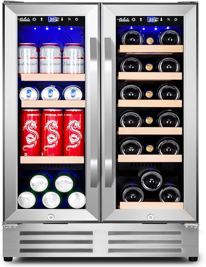 Wine and Beverage Refrigerator, 24 Inch Dual Zone Fridge by Velieta-SpecialistinFridge