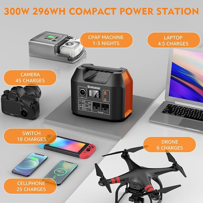 EnginStar Portable Power Station 300W 296Wh Battery Bank - Image 6