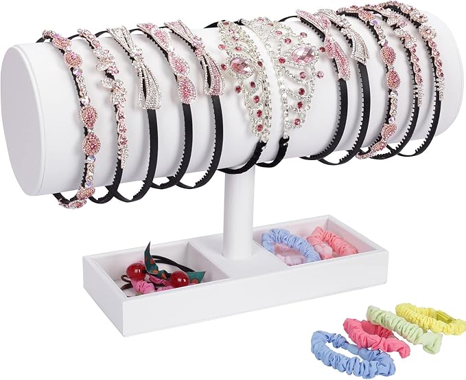 White Leather Headband Holder Organizer Storage Headband Stand Display Baby - Image 5