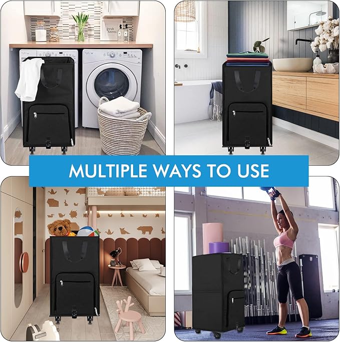 Bukere Laundry Hamper with Wheels, Large Rolling Laundry Basket with 4 Casters - Image 7