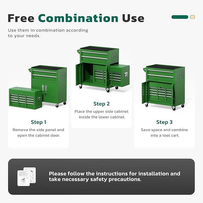 Greenvelly Tool Chest, 8-Drawer Rolling Tool Chest - Image 7