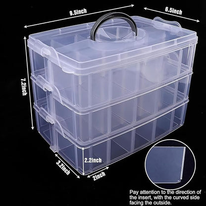 Bead Organizer 3 Tier 30 grid Stackable Craft Tackle Storage Container | - Image 2