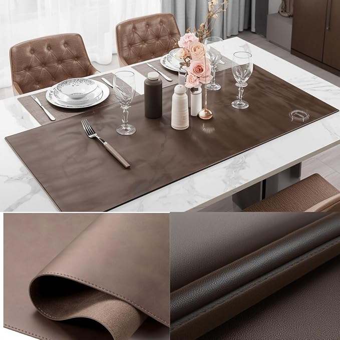 Premium Genuine Leather Desk Mat 31.5" x 15.8" Thick Office Desk Pad - Image 2
