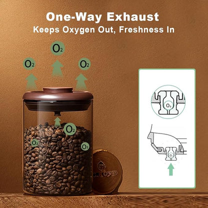 Ankou Glass Coffee Canister 900ml x 2 Jar, Airtight Food Storage Container - Image 3