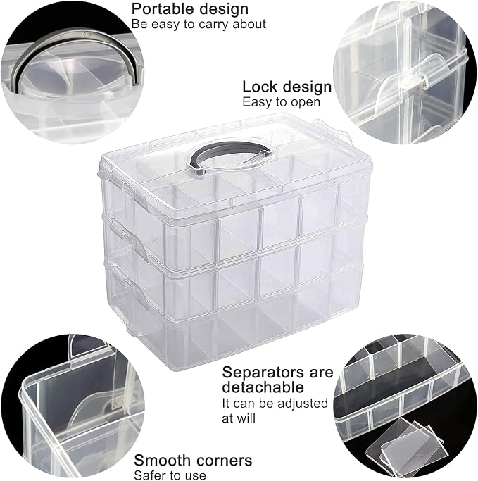 Guyuyii 3-Tier Stackable Bead Organizer - Image 8