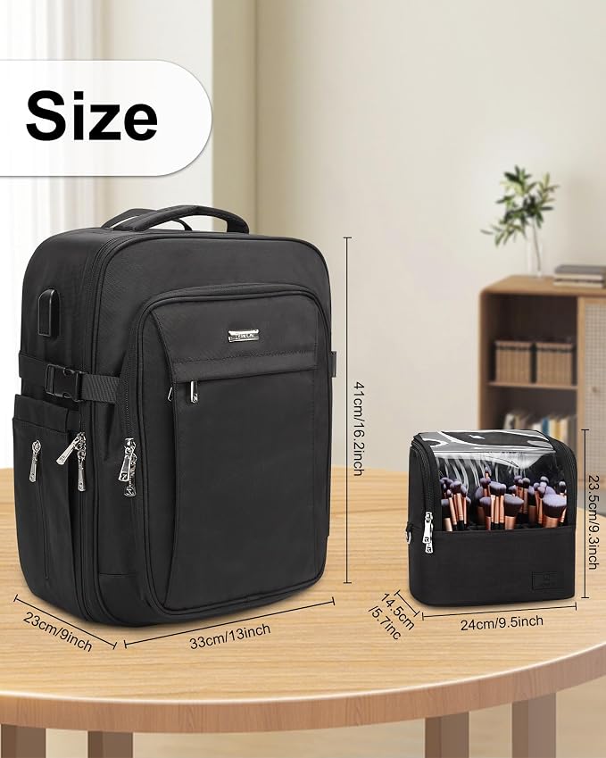 Relavel Professional Makeup Case Makeup Backpack and Makeup Brush Case - Image 4