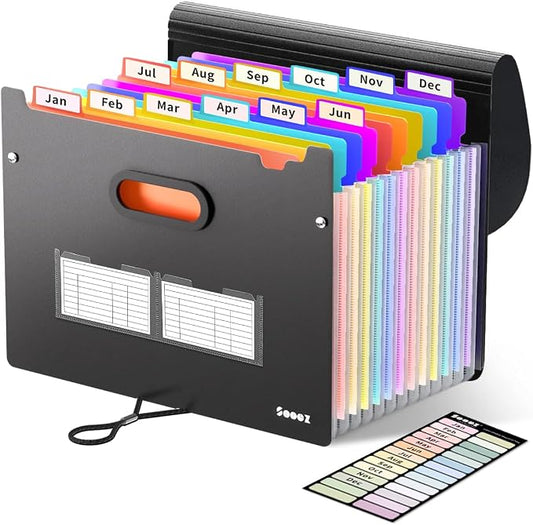 Sooez Accordion File Organizer, 13-Pocket Expanding File Folder Letter Size | by Sooez