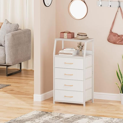 Furnulem Tall Nightstand with 4 Fabric Drawers, Small Dresser - Image 8