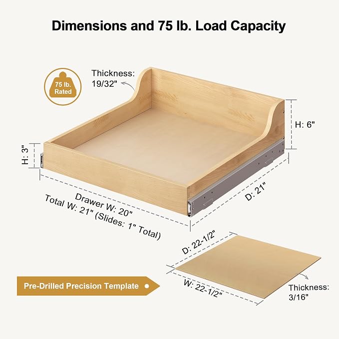 ALINE FURNITURE Birch Pull Out Drawers - Image 2