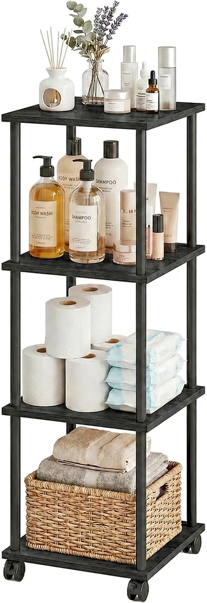 4-Tier 38.2" Tall Black Bathroom Shelving Unit by GoodChoiceofGreenery