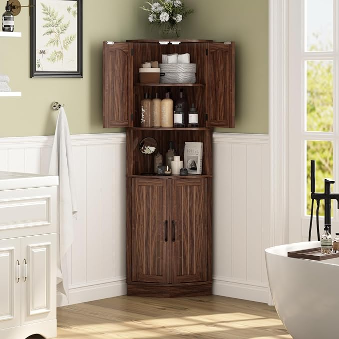 Tall Corner Cabinet, 64.7" Corner Storage Cabinet - Image 3