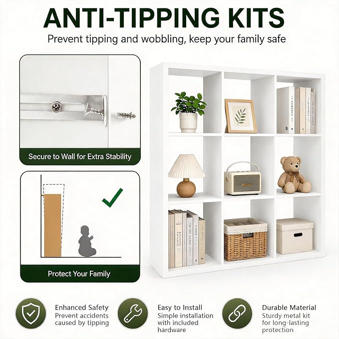 CTESNE【Wooden Thick Frame 9 Cube Storage Organizer Shelf - Image 4