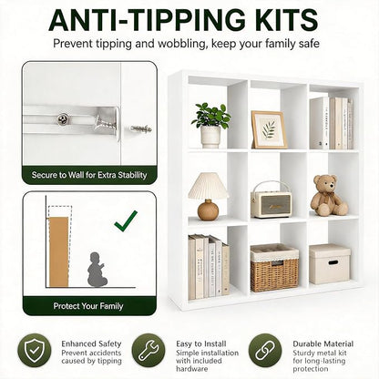 CTESNE【Wooden Thick Frame 9 Cube Storage Organizer Shelf - Image 4