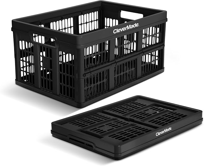 CleverMade Collapsible Utility Crates-Obsidian 1pck 45L / 11 Gal holds 66 lbs by CleverMade