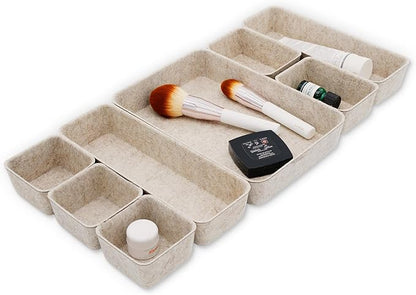 Welaxy 8pc Nordic Minimalist Desk Organizer Tray Beige Oatmeal Storage by Welaxy