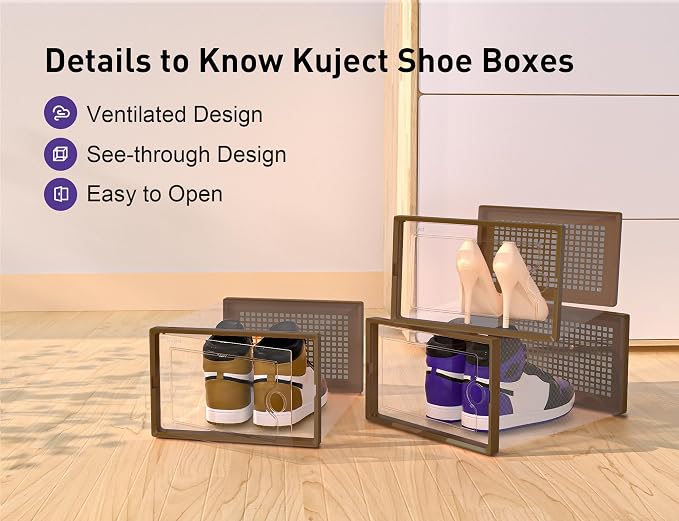 Kuject X-Large Shoe Storage Boxes 12 Pack, Entryway & Under-Bed Storage - Image 5