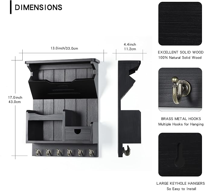 DOPACE Key Holder for Wall, Mail and Key Holder, Mail Organizer Wall Mount - Image 3