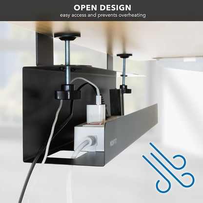 Mount-It! Under Desk Cable Management Tray – Clamp-On No-Drill Metal Cable - Image 8