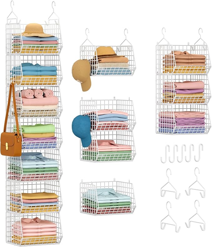 7 Tier Hanging Closet Organizer and Storage, Foldable Wire Closet Shelving by X-cosrack