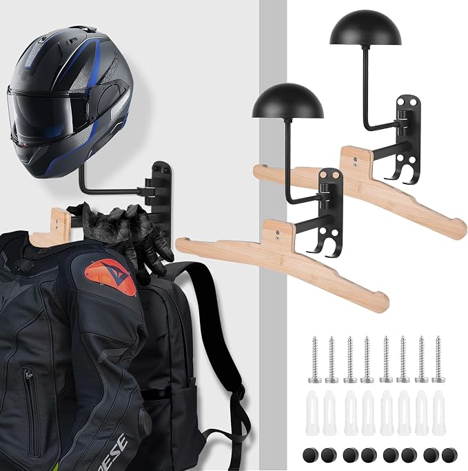 Motorcycle Helmet Rack Wall Mount 180 Degree Rotation Metal Bike Helmet Holder by Kikerike
