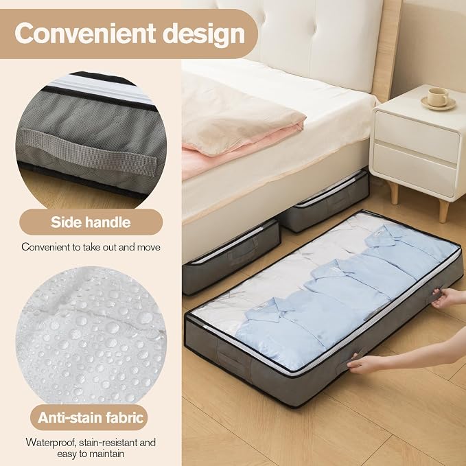 90L Under Bed Storage Containers, Closet Organizers and Storage Bins, Foldable - Image 2