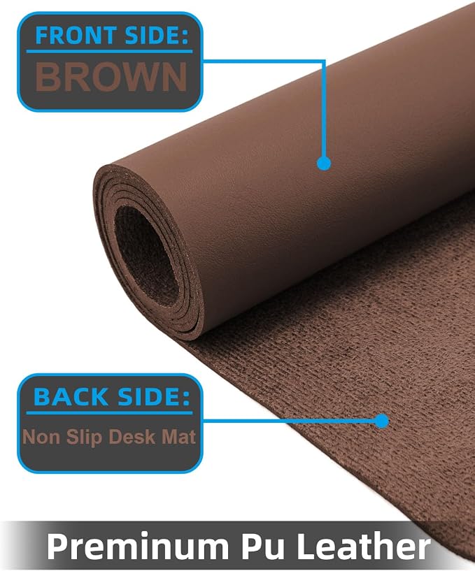 Large Leather Desk Pad Protector, Office Mat, Mouse Pad, Non-Slip Blotter - Image 2