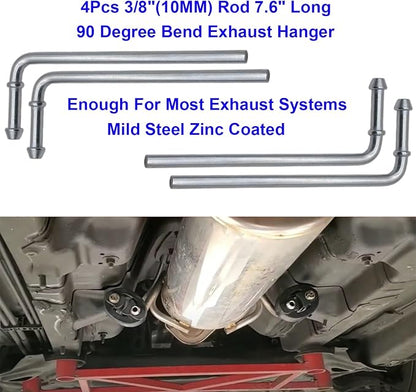 8PCS Exhaust Hanger Rod Set Heavy Duty 3/8" Rod 4PCS 90°7.6" Long + 4PCS - Image 4