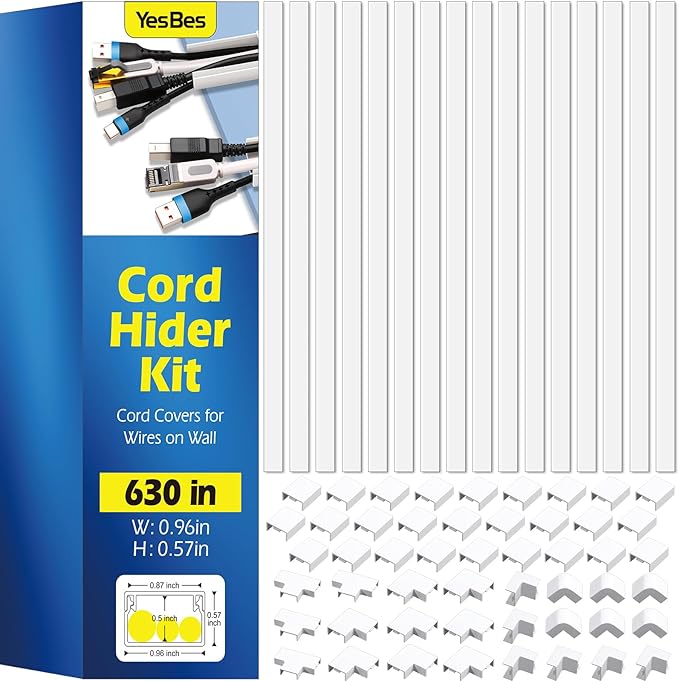 630in Cord Hider Kit, Paintable Cable Raceway, Cord Covers by YesBes