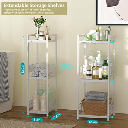 DAOUTIME Expandable Slim Storage Shelf, 3 Tier Metal Shelving Unit - Image 3