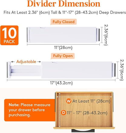 Lifewit 10 Pack Kitchen Drawer Dividers 2.36" High, Plastic Expandable - Image 3