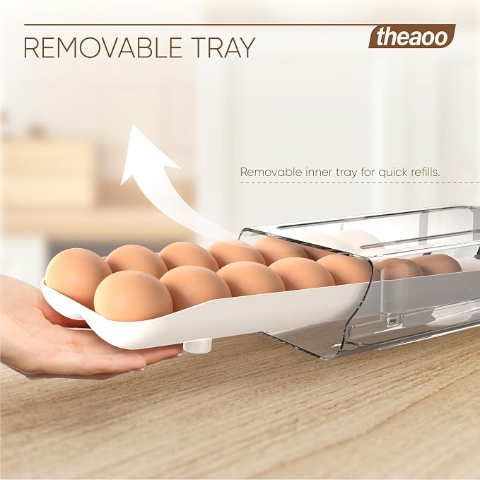 theaoo Egg Holder for Fridge, Automatic Rolling Egg Container for Refrigerator - Image 4