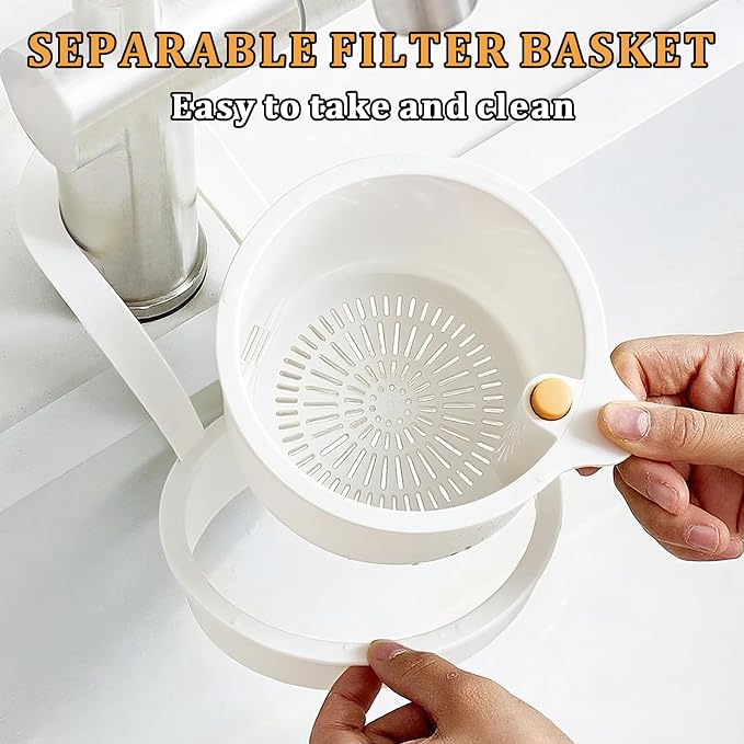 Sink Strainer Basket with One-Touch Drain Mesh, Snap-On Strap & Detachable - Image 4