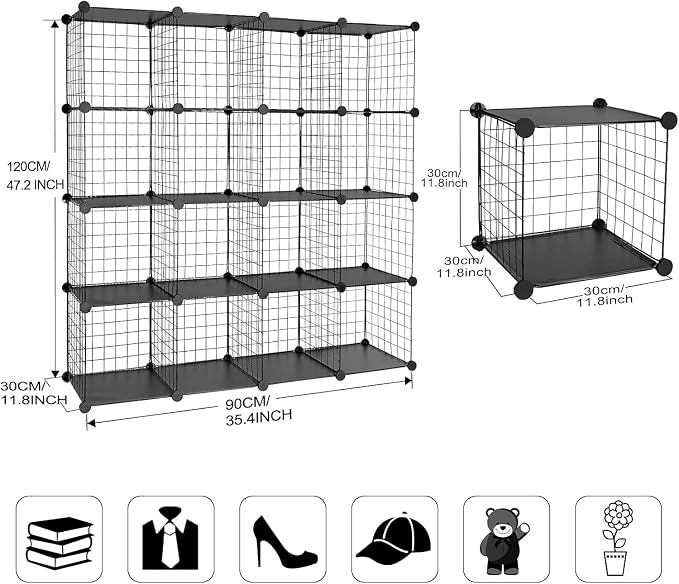 TUMUCUTE Wire Cube Storage Organizer, Metal Storage Shelves Bookshelf, - Image 3