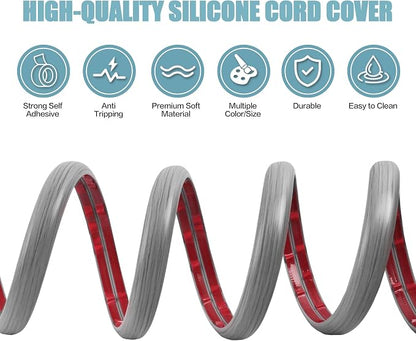 Floor Cord Cover Self Adhesive Cord Hider, 10FT Cable Management, Extension - Image 3