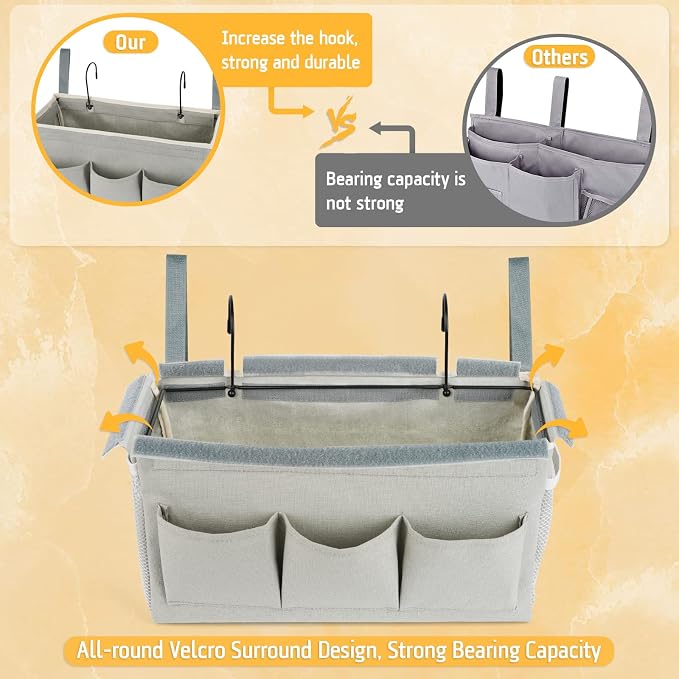 Bedside Storage Organizer with Fixed Straps and Water Bottle Holder - Image 5