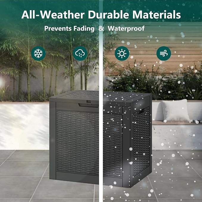 31 Gallon Outdoor Storage Deck Box Waterproof, Garden Tool, Backyard Cushion - Image 8