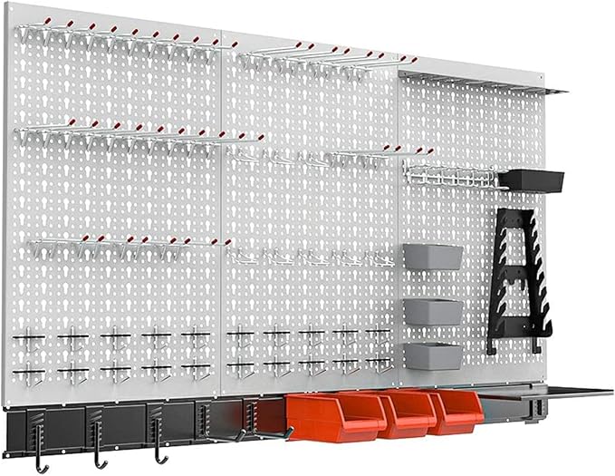 TORACK 109 PCS Pegboard Wall Organizer 4 ft. Garage Metal Pegboard Utility Tool by TORACK