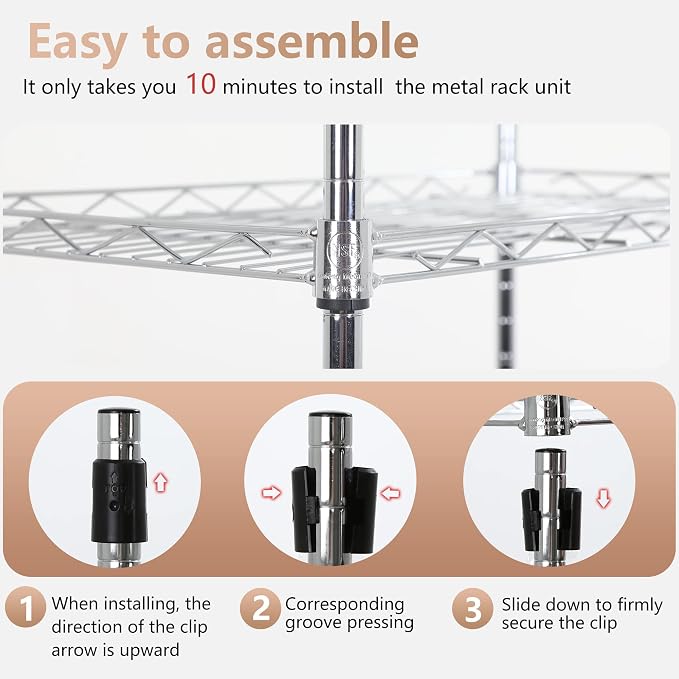 FDW 6 Tier Wire Shelving Units 23L x 13W x 59H Adjustable Metal Storage Rack - Image 4