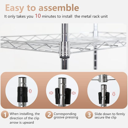 FDW 6 Tier Wire Shelving Units 23L x 13W x 59H Adjustable Metal Storage Rack - Image 4