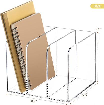 Acrylic Magazine Holder, Magazine File Holder Sorter Rack Workspace Organizers - Image 3