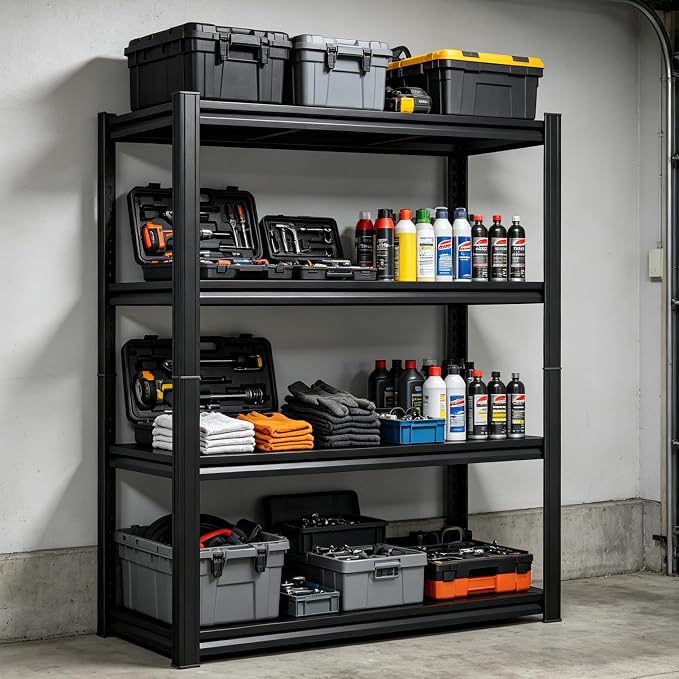 4-Tier Garage Shelving Heavy Duty Metal Shelving 3000LBS Storage Shelves 44" H by BezunyHeavyDutyShelving