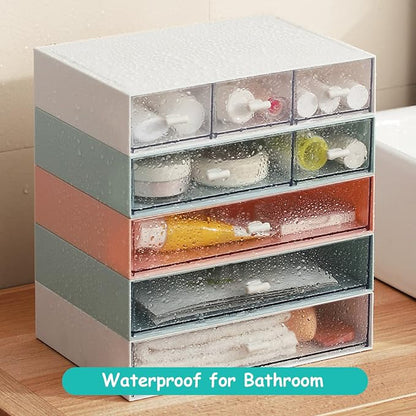 Desktop Organiser with 5 Drawers, Stackable Plastic Storage Box on Desk - Image 8