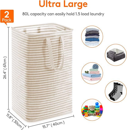 Lifewit 2 Pack Laundry Basket 80L Each, Collapsible Clothes Hamper - Image 3