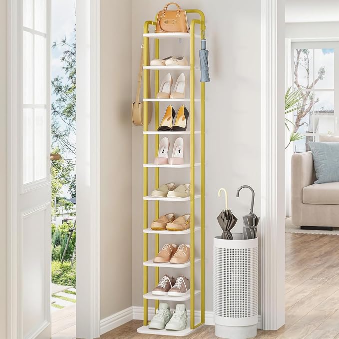 Hzuaneri 10 Tiers Vertical Shoe Rack, Narrow Shoe Tower, Tall Shoes Shelf by Hzuaneri