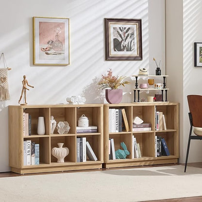 6 Cube Storage Book Shelf, Floor Standing 2-Tier Wooden Bookshelf - Image 5